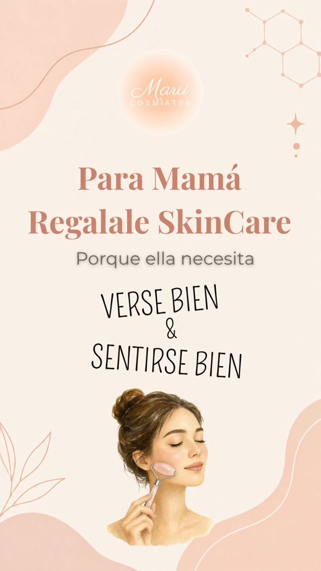 Ilustración de una mujer con los ojos cerrados usando un rodillo facial de cuarzo rosa